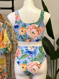 TFY Collection Tropical Summer Two Piece Swim Set in blue - women's swimwear - alternate view