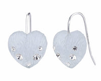 Gold & Honey - Women's Handcrafted Silver Lucite And Crystals Drop Heart Earrings And Pendant Necklace Set