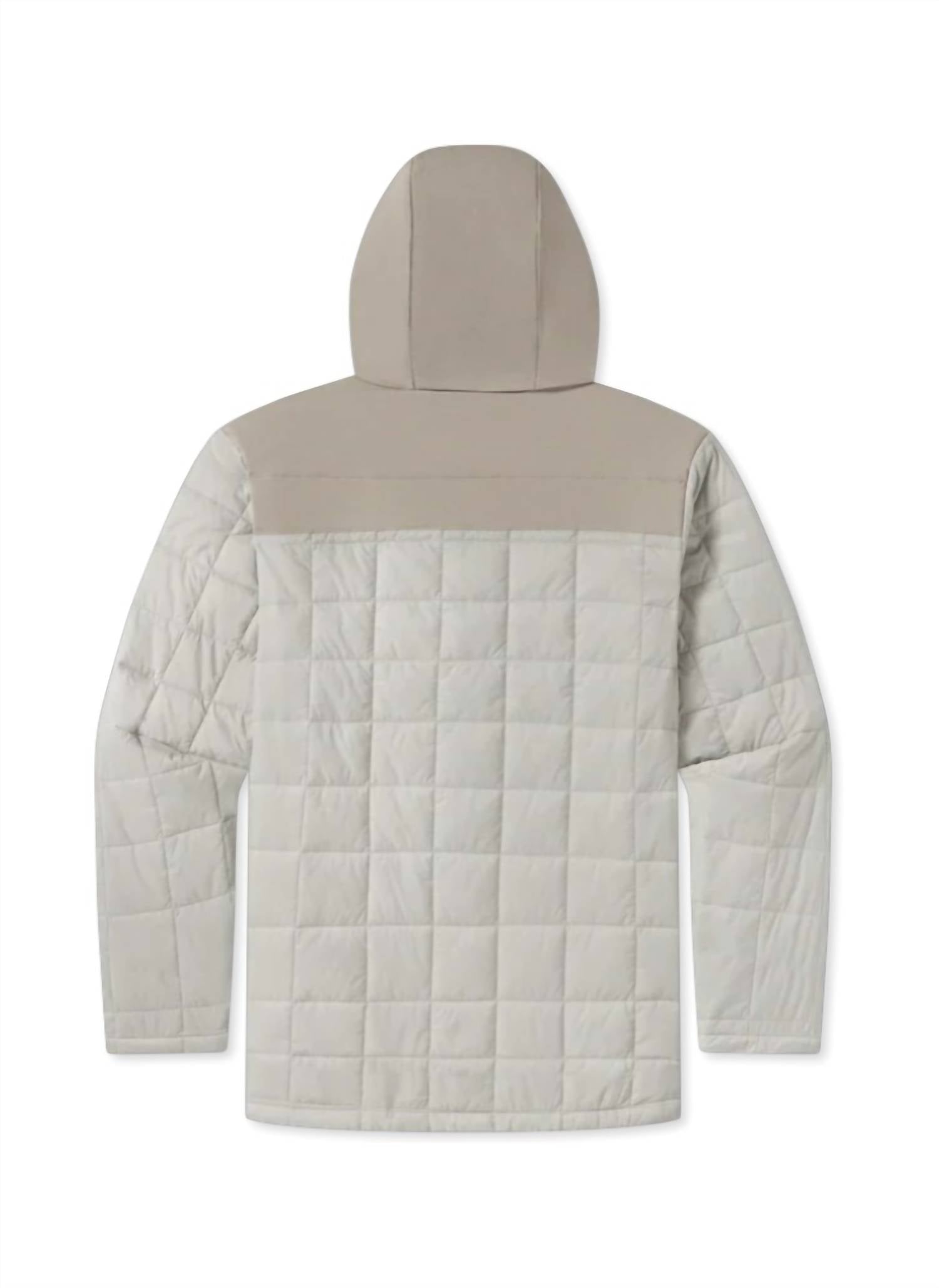 Southern Marsh Men's Falcon Hill Hooded Jacket in beige - men's shirt - detail view
