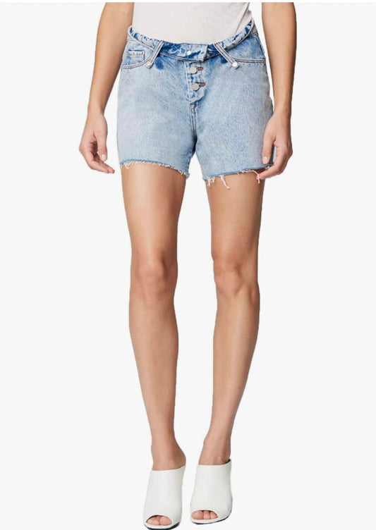 Blanknyc - womens Denim Mom Short with Fold Over Waist Detail