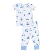 ANGEL DEAR Boys Vintage Golf Carts Short Sleeve Lounge Set in blue - item
