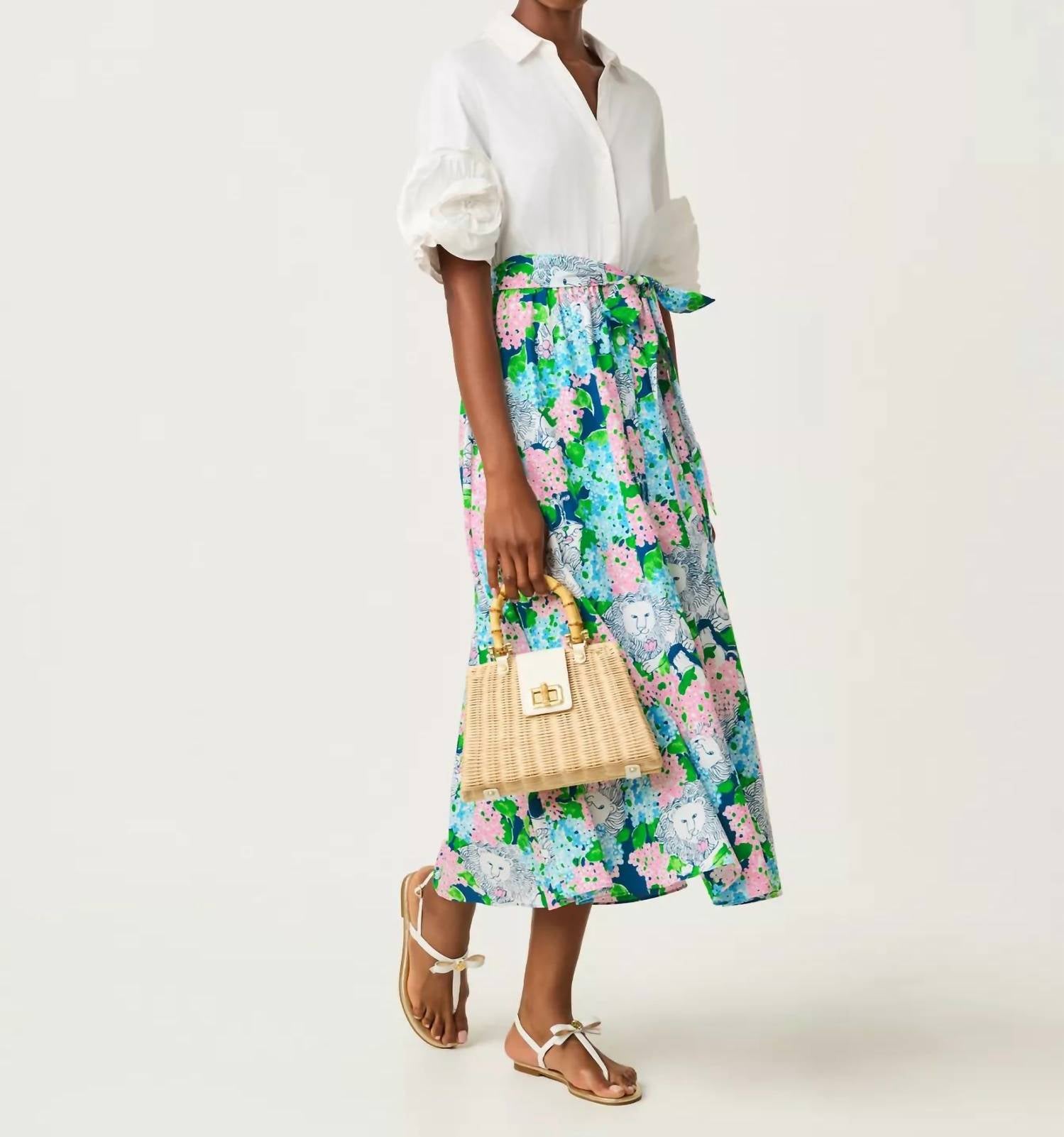 Lilly Pulitzer Sonaire Midi Shirtdress in starlight navy lydia the lion 1 - women's dress