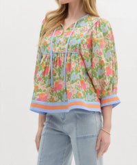 Shewin - Posey Floral Puff Sleeve Blouse