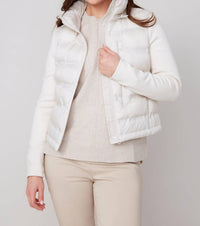 Renuar - Cropped Mixed Media Puffer Jacket