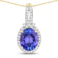 Diana M Jewels Women's Oval Natural Tanzanite Pendant Necklace (3.74 Ct) - Signature Plus in 14k yellow gold - women's jewelry - detail view