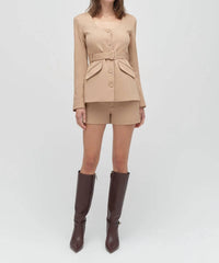 Favorite Daughter Christy Belted Stretch Twill Jacket in oatmeal - women's jacket - view 5
