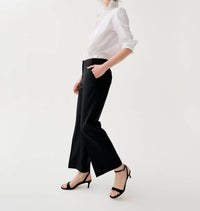 Ann Mashburn Frankie Cropped Pant in black bi stretch tropical wool - women's pants - detail view