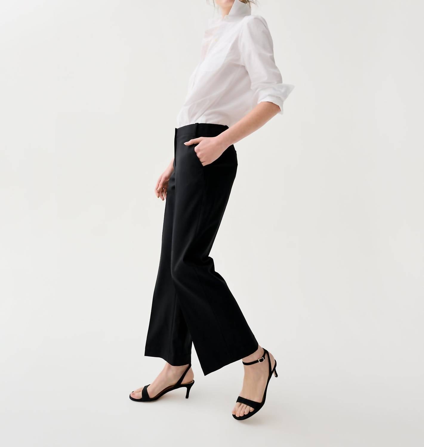 Ann Mashburn Frankie Cropped Pant in black bi stretch tropical wool - women's pants - detail view