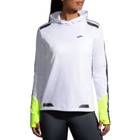 BROOKS Women's Run Visible Thermal Hoodie in white asphalt nightlife - women's top