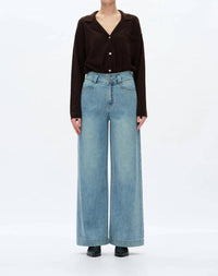 Bayeas - Super High Rise Rhinestone Wide Leg Jeans