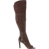 VINCE CAMUTO Women's Shassa Suede Open Toe Over-the-knee Boots in brown - women's shoe - detail view
