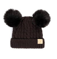 C.C Beanie - Kids Double Fur Pom Beanie