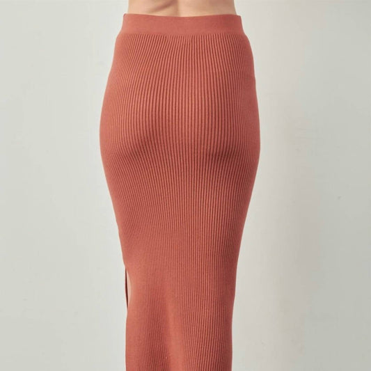 Apple Tree Apparel - Ribbed Knit Slit Skirt