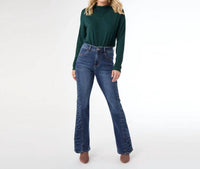 COCO + CARMEN Everstretch Flare With Side Rouching Jean in dark denim - women's jeans - alternate view