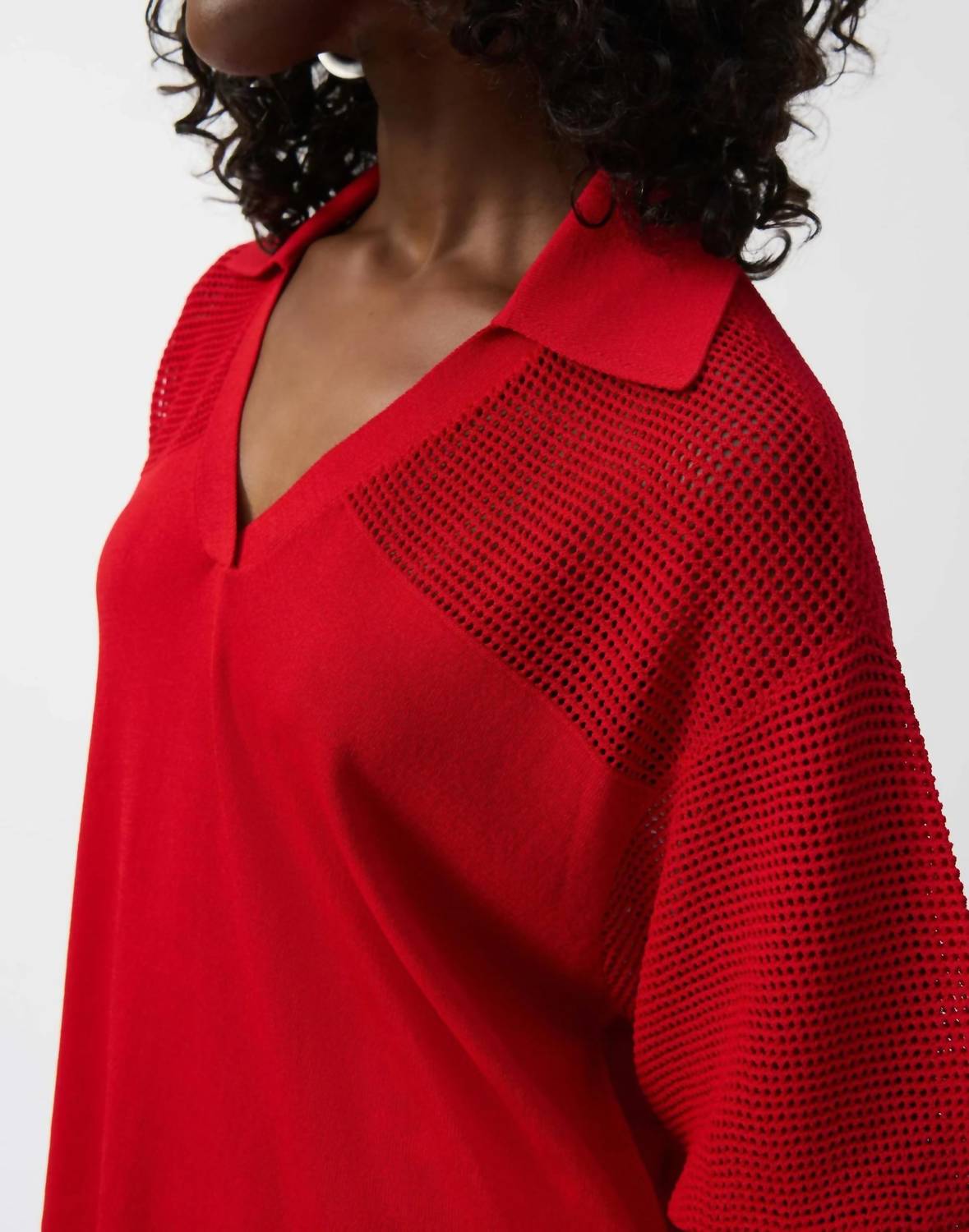 Joseph Ribkoff - Sweater Knit V-neck Puff Sleeve Top
