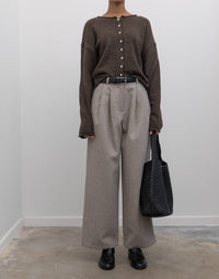 Collective Tailored Wool Blend Wide Leg Pants in beige - women's pants