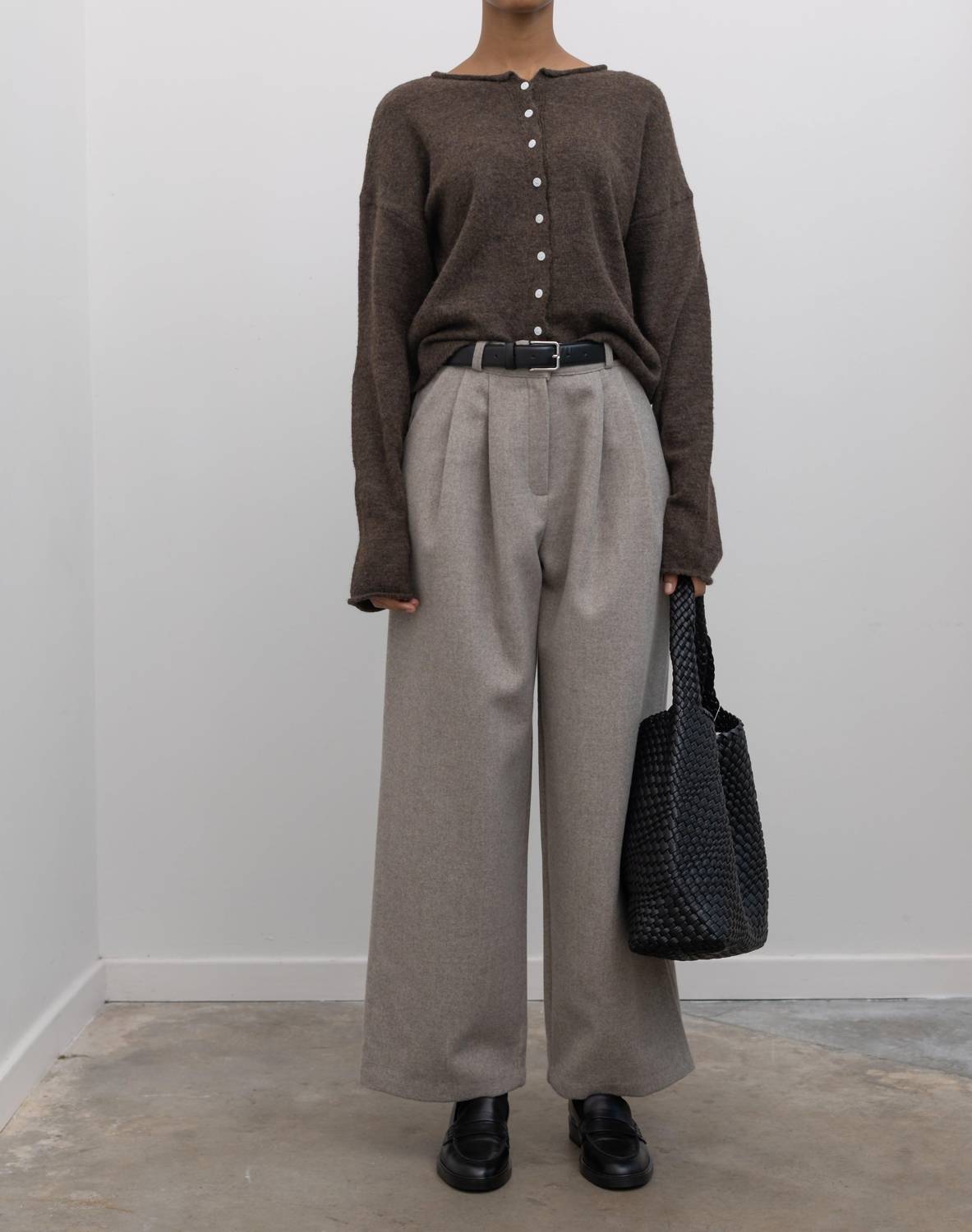 Collective Tailored Wool Blend Wide Leg Pants in beige - women's pants