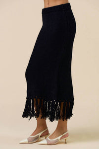 Lalavon - Women's Tassel Trim Knit Skirt