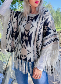 Amoli - Prairie Moon Knit Tassel Top