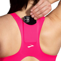 BROOKS Drive 3 Pocket Run Bra in hyper pink - women's intimate - detail view