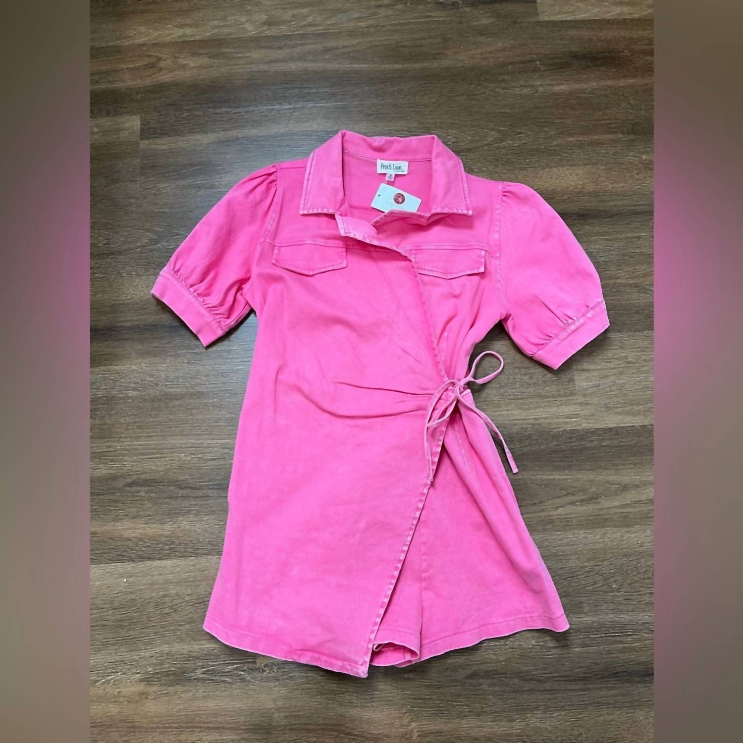 Peach Love Women's Washed Utility Romper in pink - women's pants