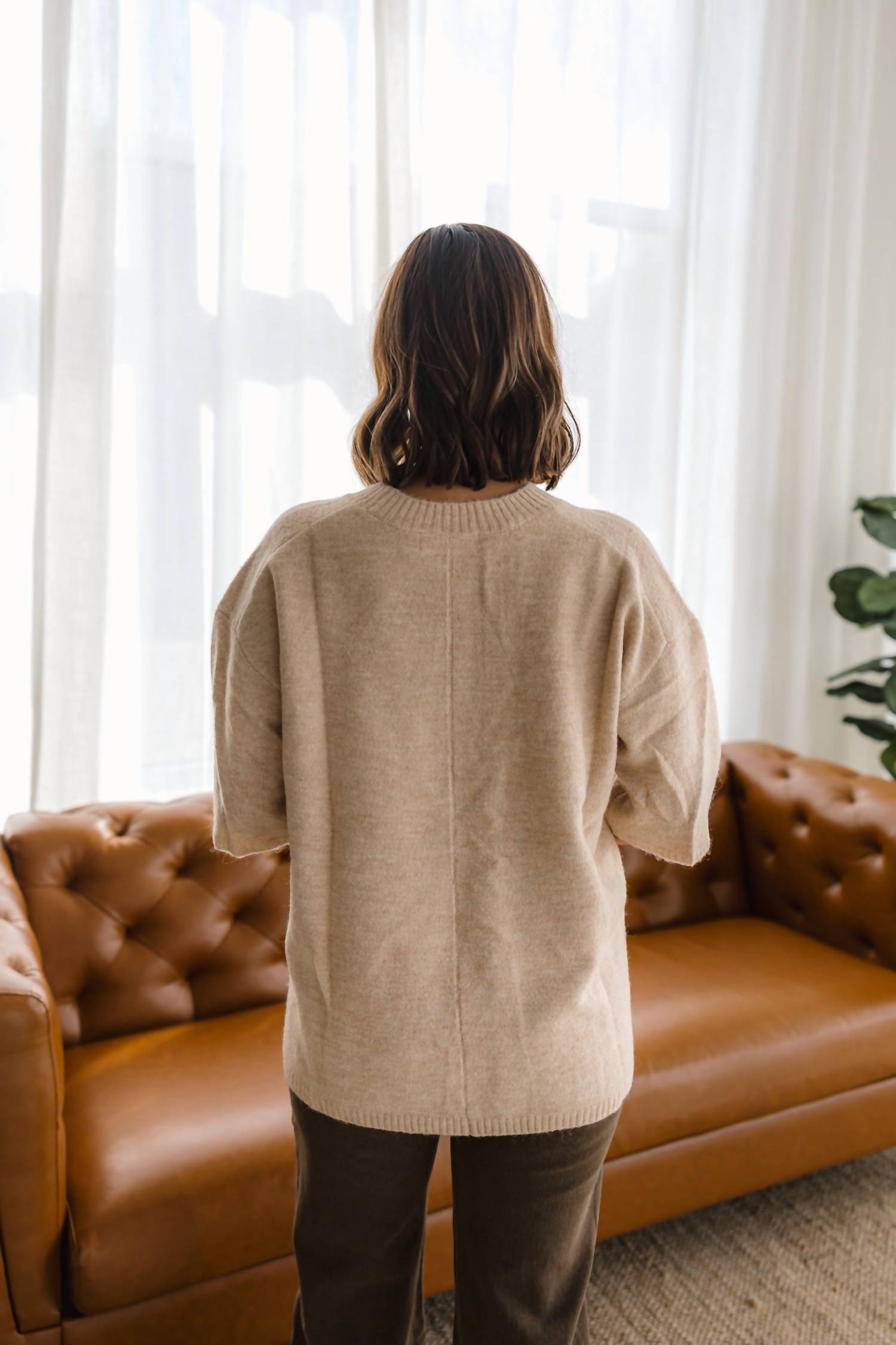 Free People Margot Sweater Tee in pearl melange 1 - women's t-shirt - alternate view