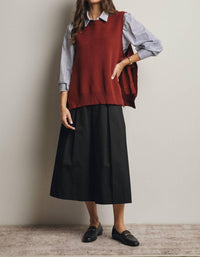Forte - Pleated A-Line Midi Skirt