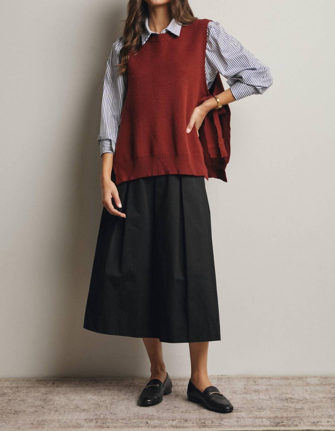 Forte - Pleated A-Line Midi Skirt