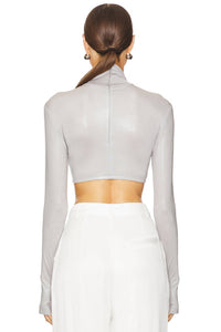 Norma Kamali - Cropped Slim Fit Long Sleeve Turtleneck