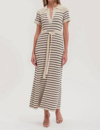 Zoe And Claire - Crochet Belted Midi Dress