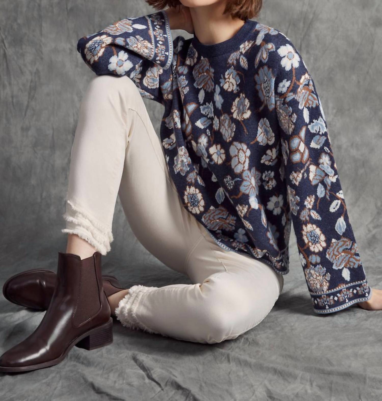 Charlie B - Crew Neck Jacquard Sweater