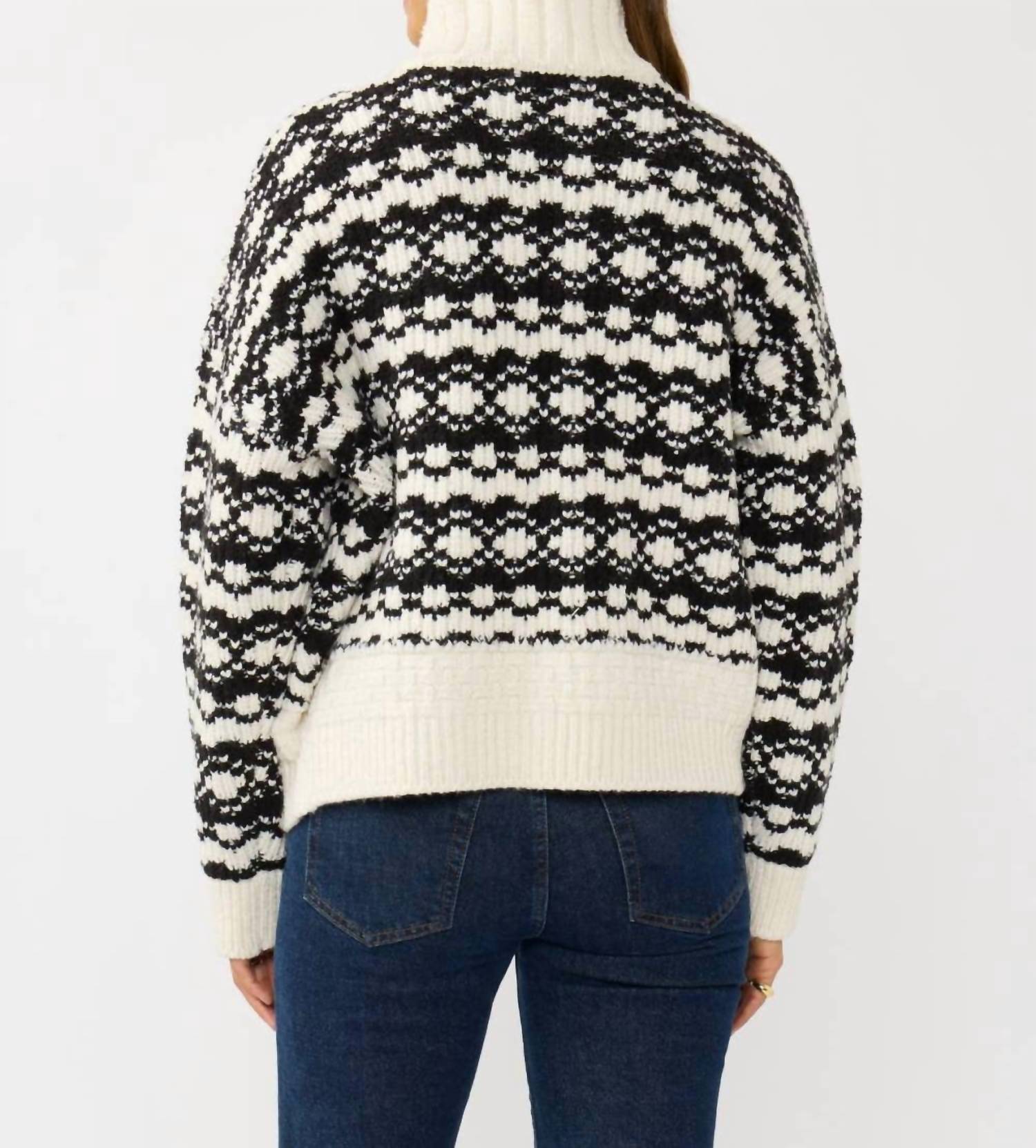 Lovestitch - Geo Pattern Button Down Sweater Jacket