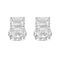 Diana M Jewels - Women's Emerald & Oval Lab-grown Diamond Stud Earrings (5.00 Tcw) - Statement