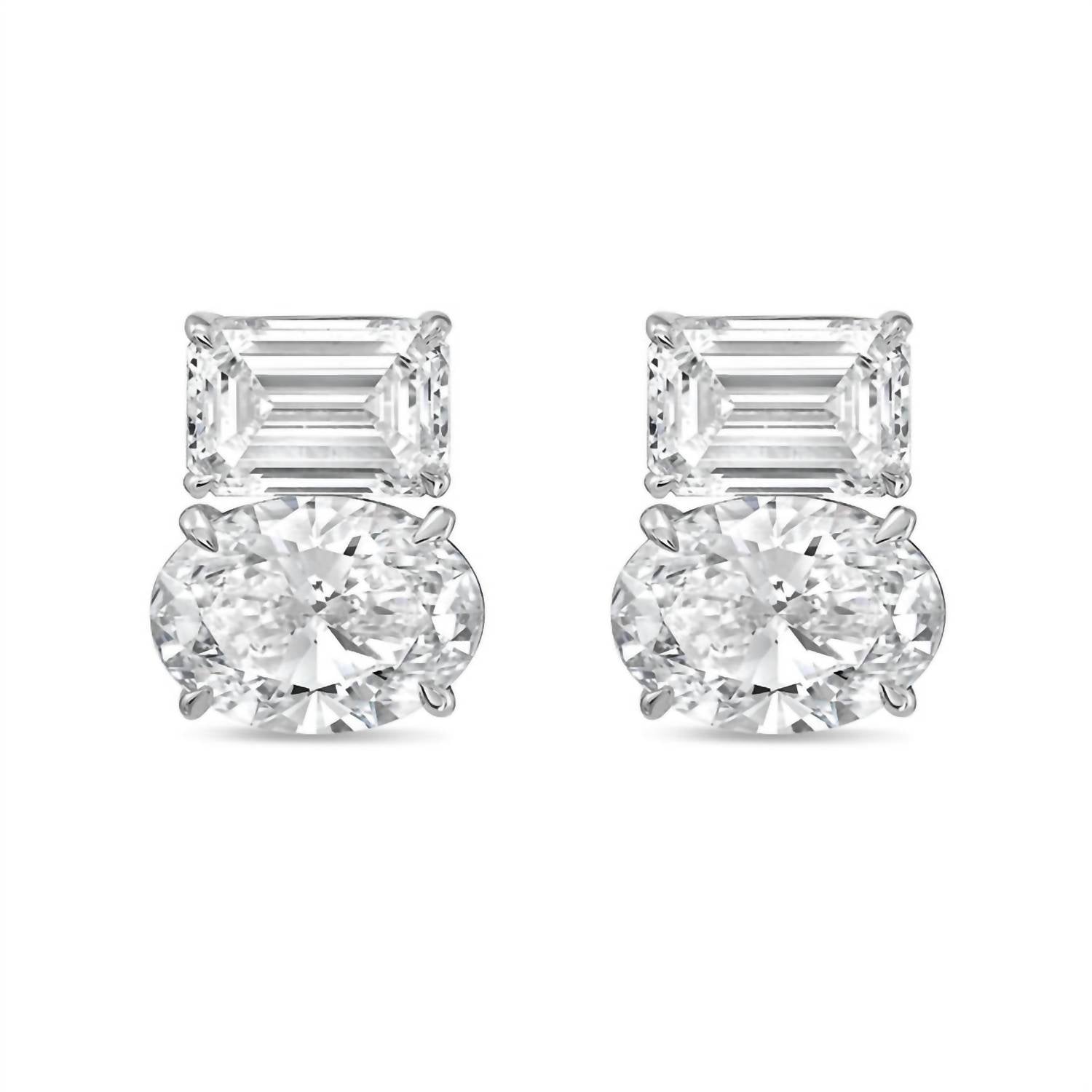 Diana M Jewels - Women's Emerald & Oval Lab-grown Diamond Stud Earrings (5.00 Tcw) - Statement