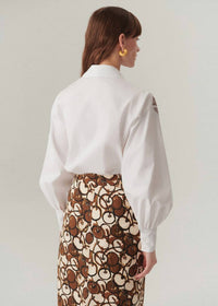 Exquise - Ayla Cotton Shirt With Floral Stitch Detailing