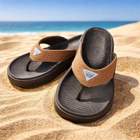 Columbia MEN'S BOATSIDE FLIP LEA SLIDES in tundra light brown - men's sandal
