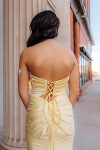 Sherri Hill Strapless Hot Fix Prom Dress in yellow - women's dress - alternate view
