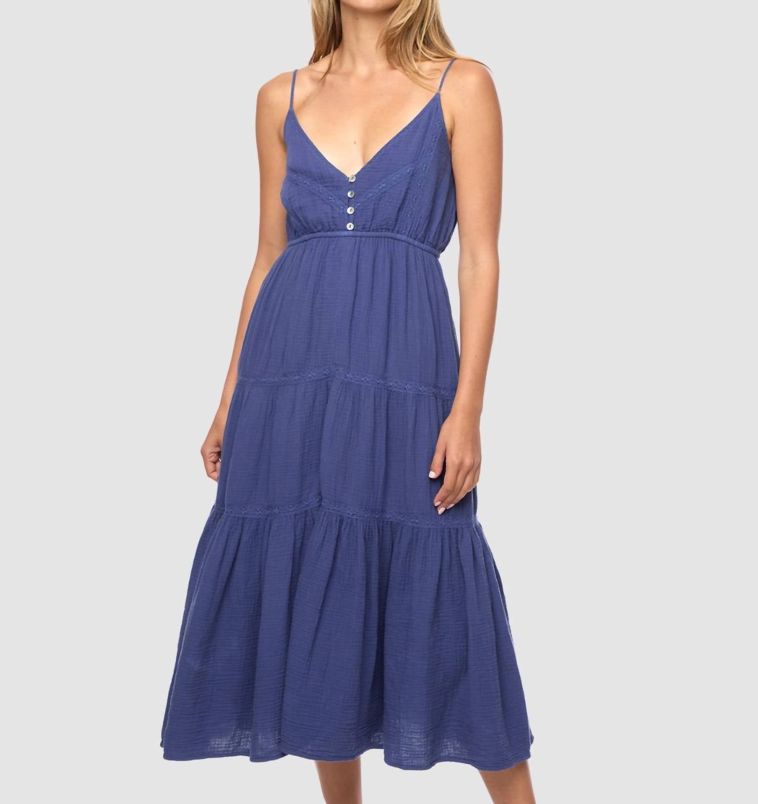 Flags & Anthem - Daphne Lace Trim Button Dress