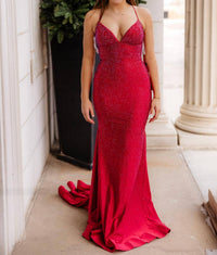 Sherri Hill Rhinestone Embellished Prom Dress in burgundy - women's dress