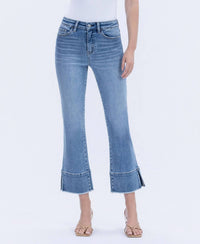 Flying Monkey - High Rise Trouser Slit Hem Kick Flare Jeans