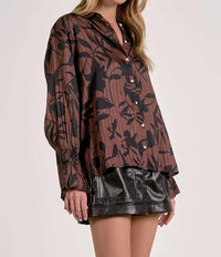 Elan - Flair Sleeve Button Down Top