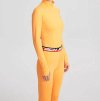 Aztech Mountain Next To Skin Base Layer Top in orange - women's long sleeve top - detail view