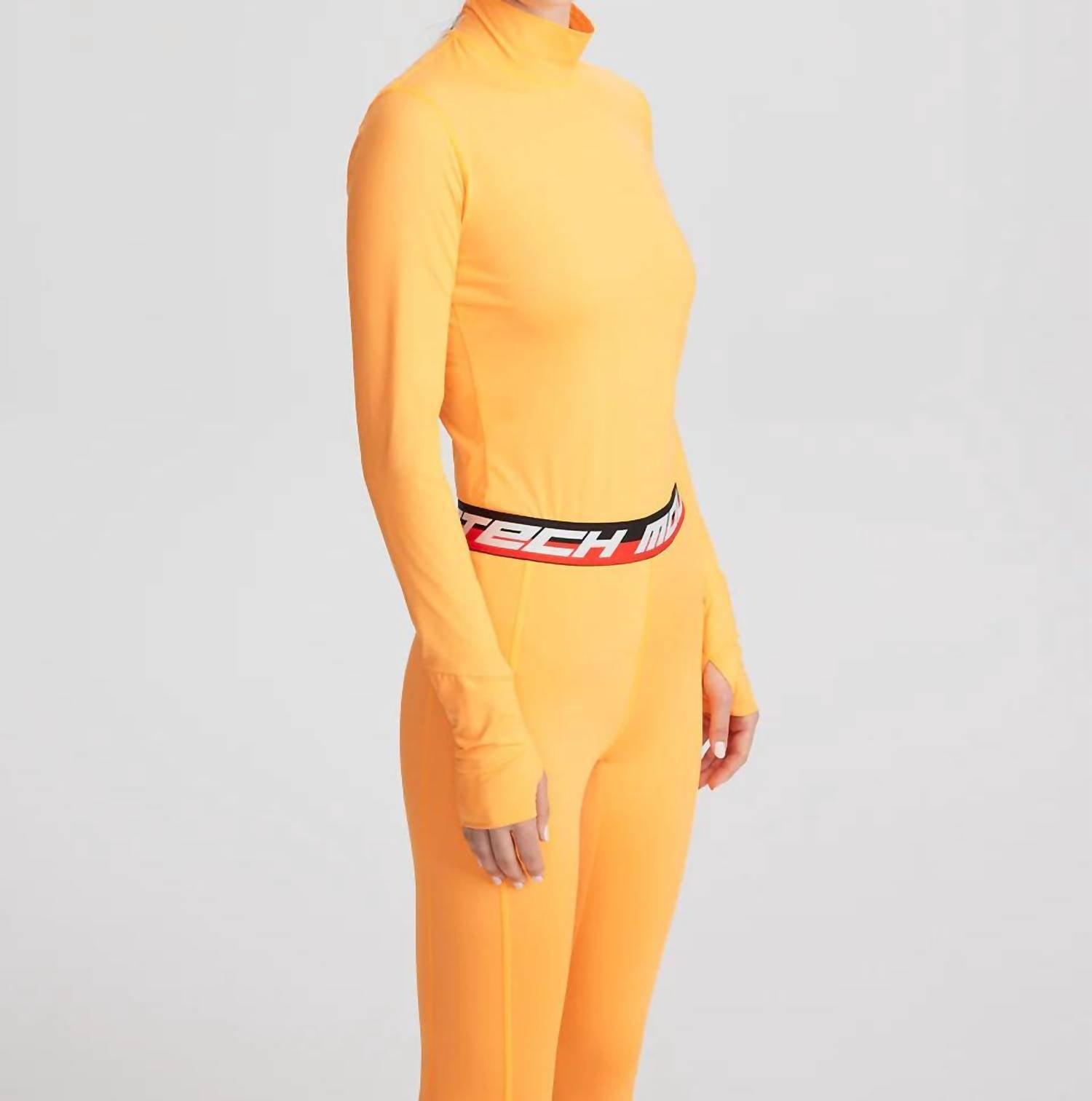 Aztech Mountain Next To Skin Base Layer Top in orange - women's long sleeve top - detail view