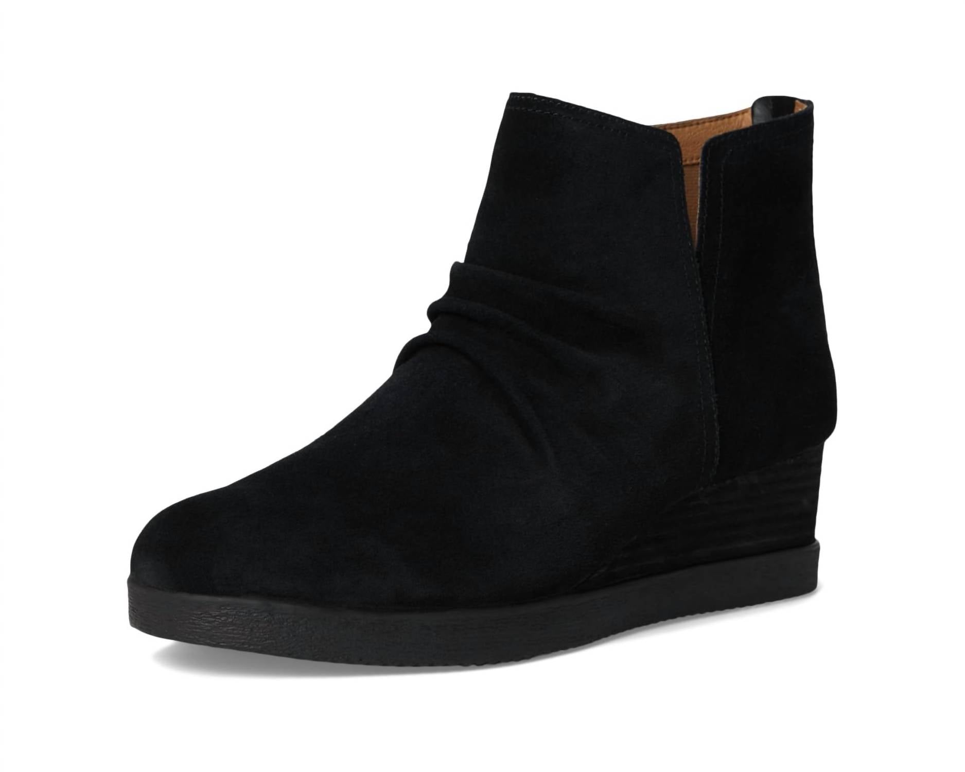 dansko Women's Stephanie Waterproof Suede Bootie in black - women's shoe - detail view