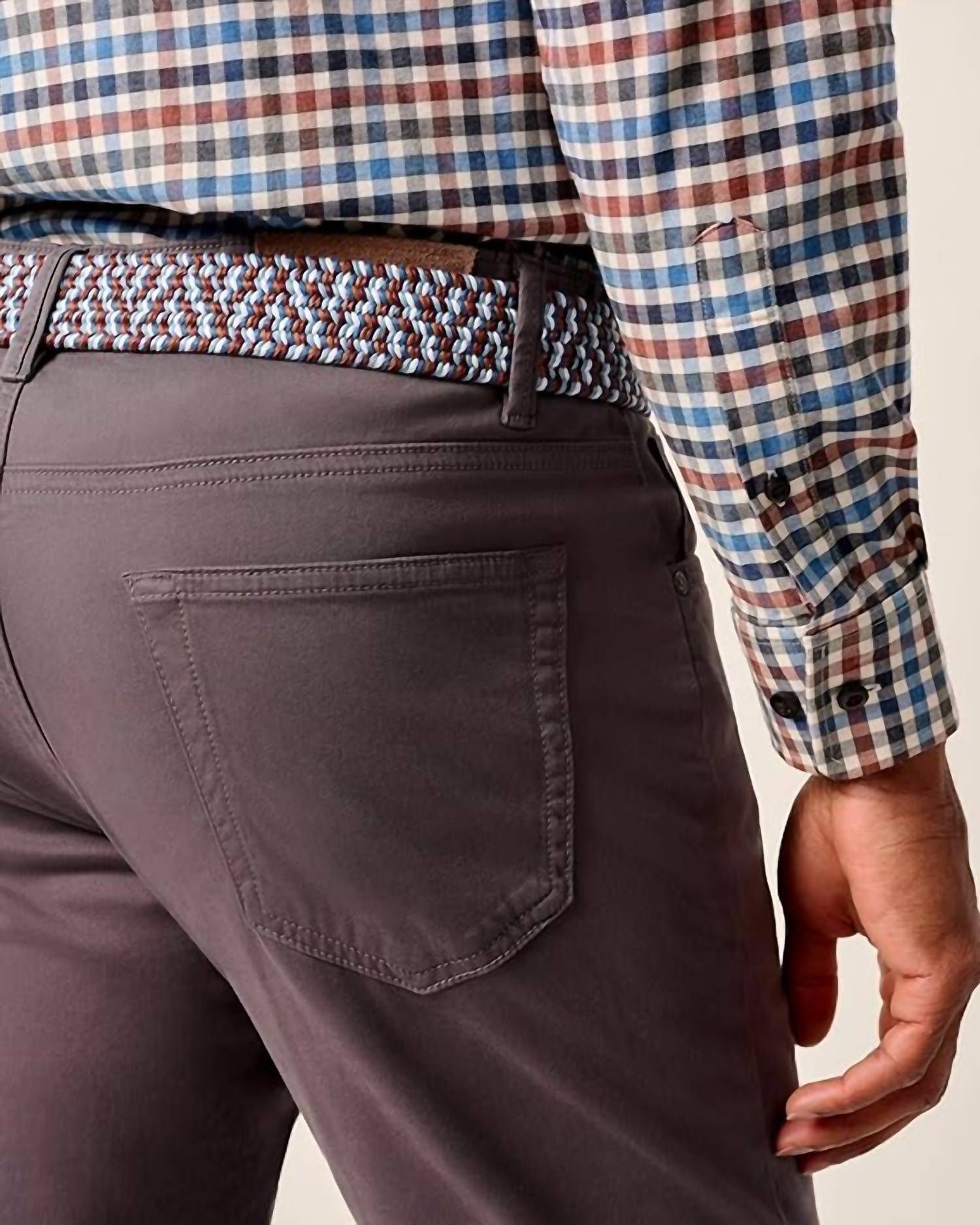 JOHNNIE-O Carmel Sateen 5 Pocket Pants in pewter - men's pants - alternate view