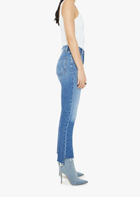Mother High Waisted Rider Ankle Step Fray Jean in loafers and lassos - women's jeans - detail view