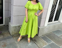 Skies Are Blue - Poplin Short Sleeve Midi Dress