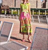 La Fuori Flora Linen Shirtdress in garden printed - women's dress