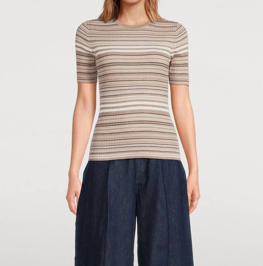 Theory - Rib Knit Stripe Wool T-shirt