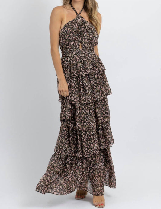 HYLAND FLORAL FRILL MAXI DRESS
